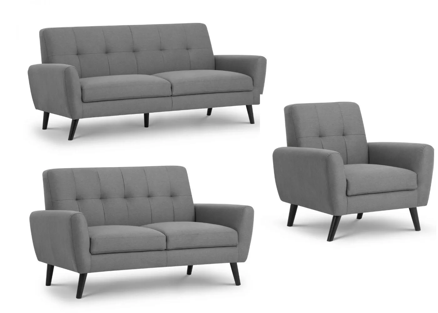 Monza Grey Compact Retro Sofa Range by Julian Bowen