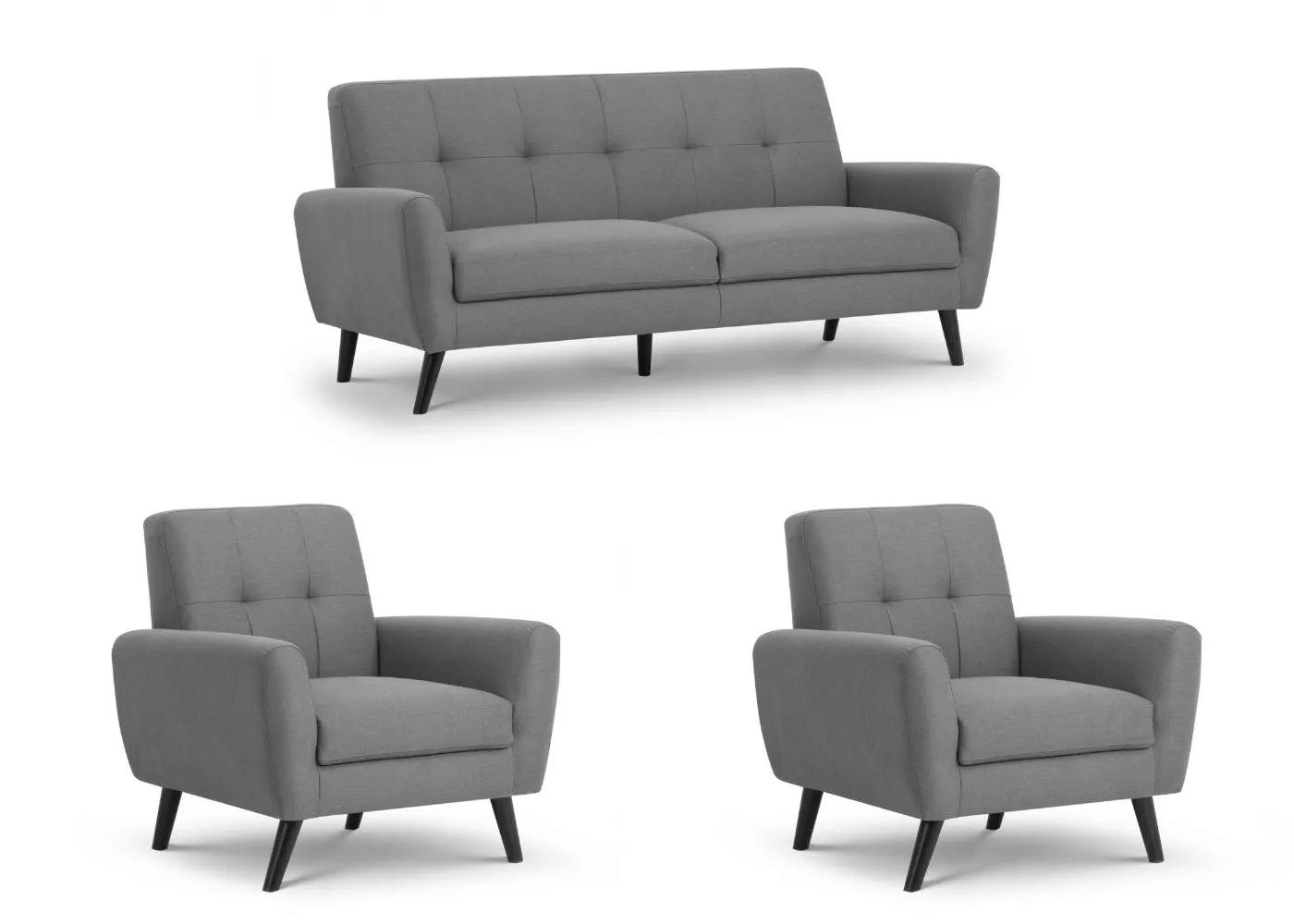 Monza Grey Compact Retro Sofa Range by Julian Bowen