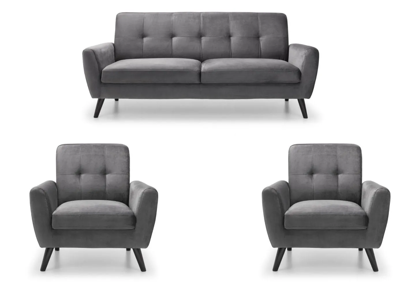 Monza Grey Velvet Sofa Range by Julian Bowen