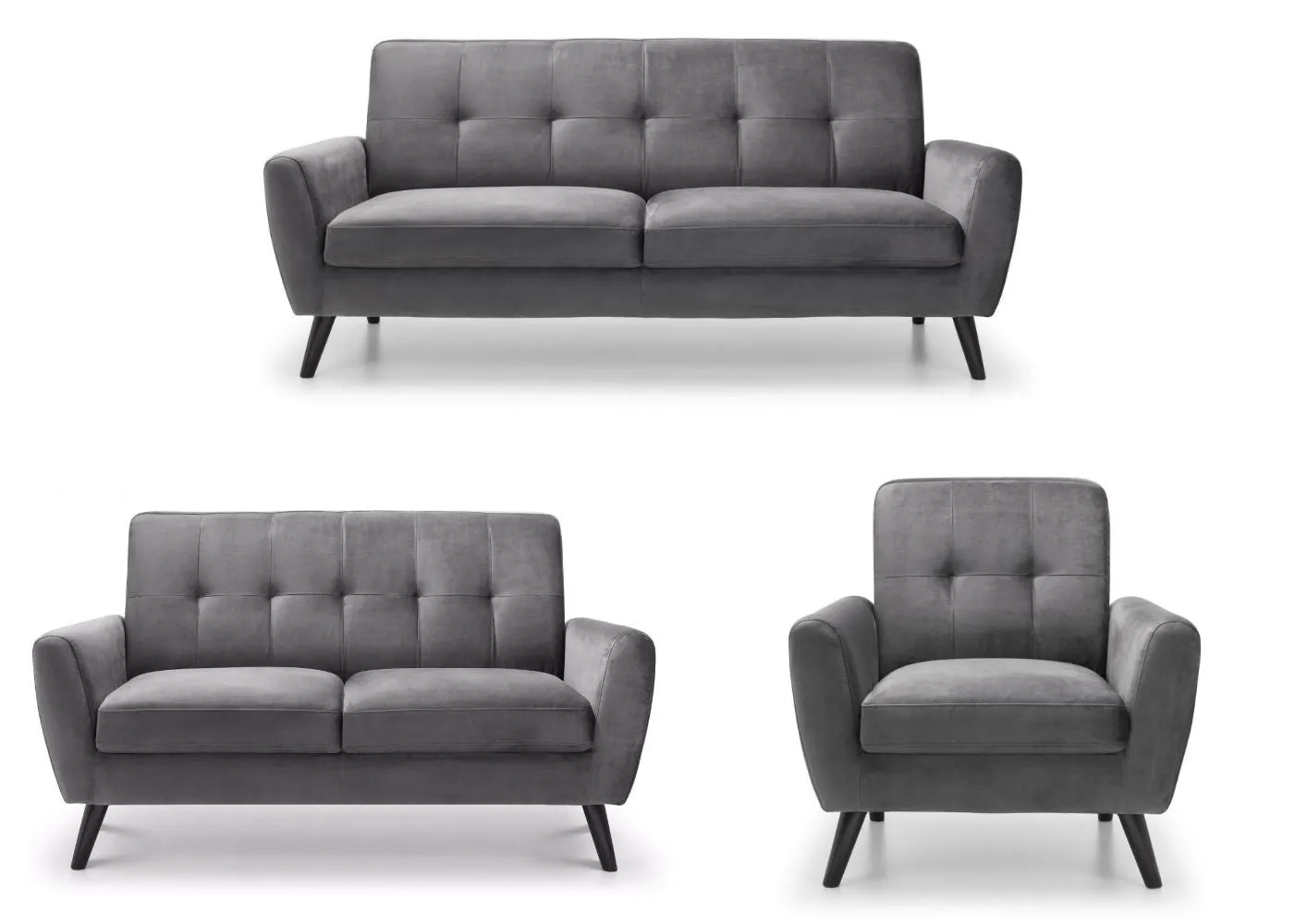 Monza Grey Velvet Sofa Range by Julian Bowen