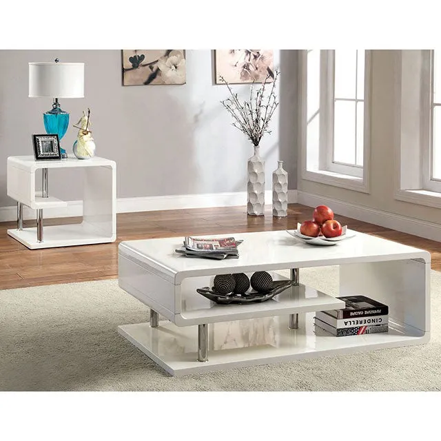 Ninove I White/Chrome End Table