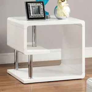 Ninove I White/Chrome End Table