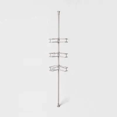 Open Box - Threshold Tension Pole Aluminum Shower Caddy Bathroom Corner Shelf Organizer