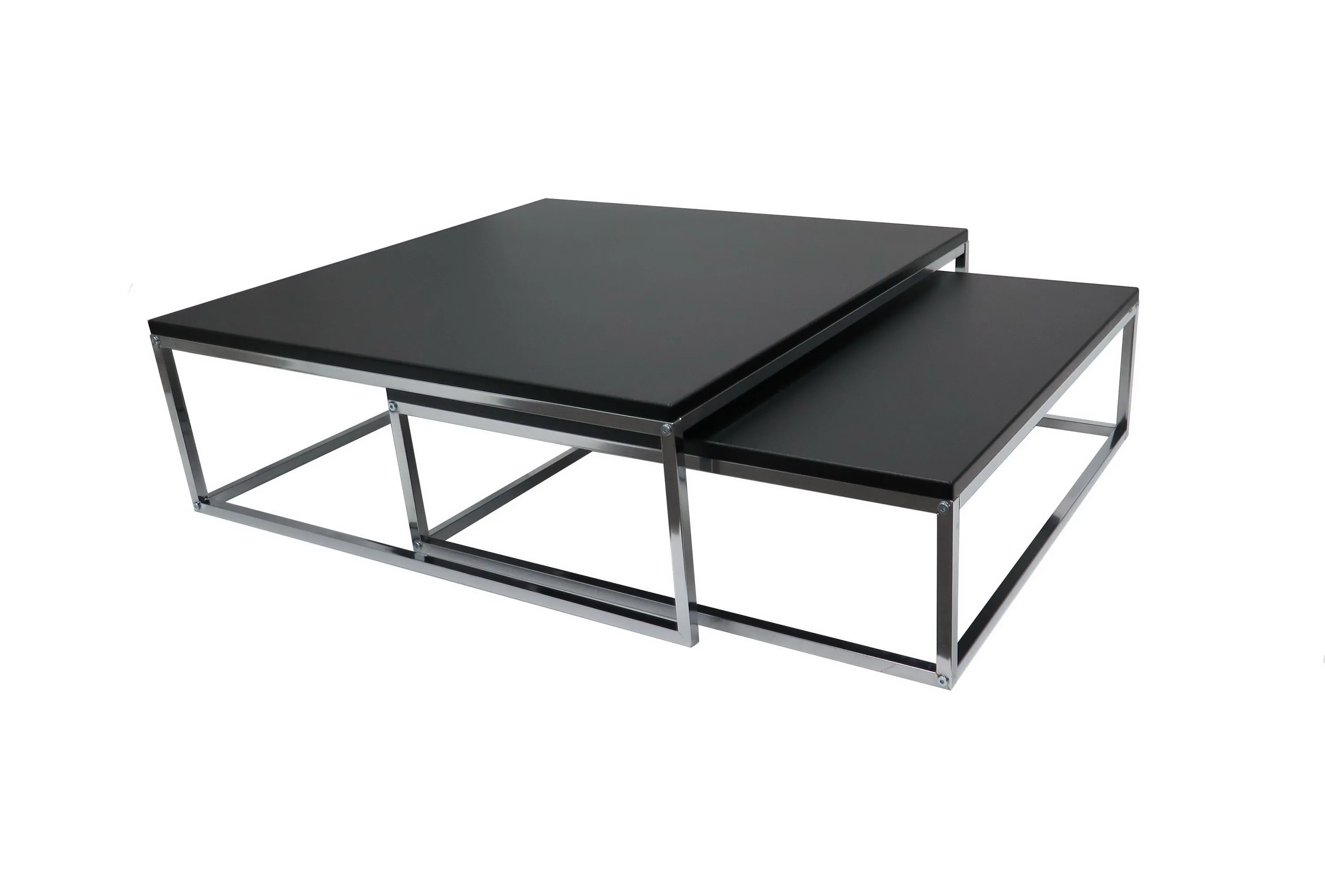 Oslo Set of 2 Nesting Coffee Tables, Chrome Legs, Black