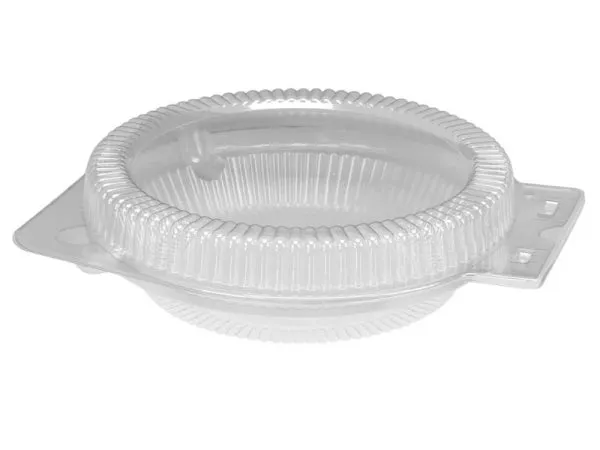 Pactogo 10" Foil Pie Pan 1-3/16" Deep w/Clear Low Dome Clamshell Container Combo 50/PK