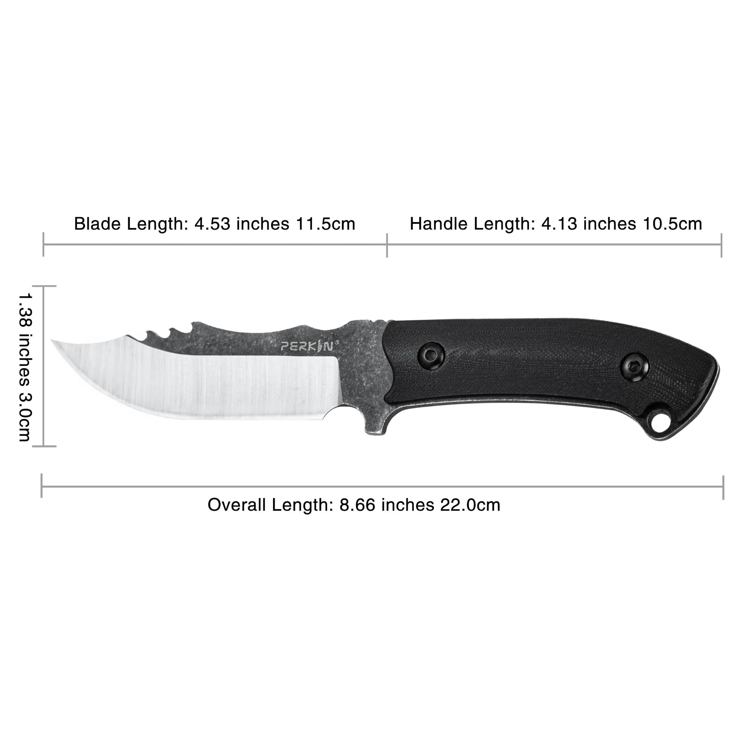 Perkin Fixed Blade Hunting Knife Kydex Sheath G10 Handle PSL2024