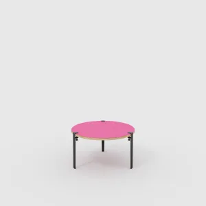 Plywood Round Coffee Table with Black Tiptoe Legs - Formica Juicy Pink - 800(dia) x 430(h)