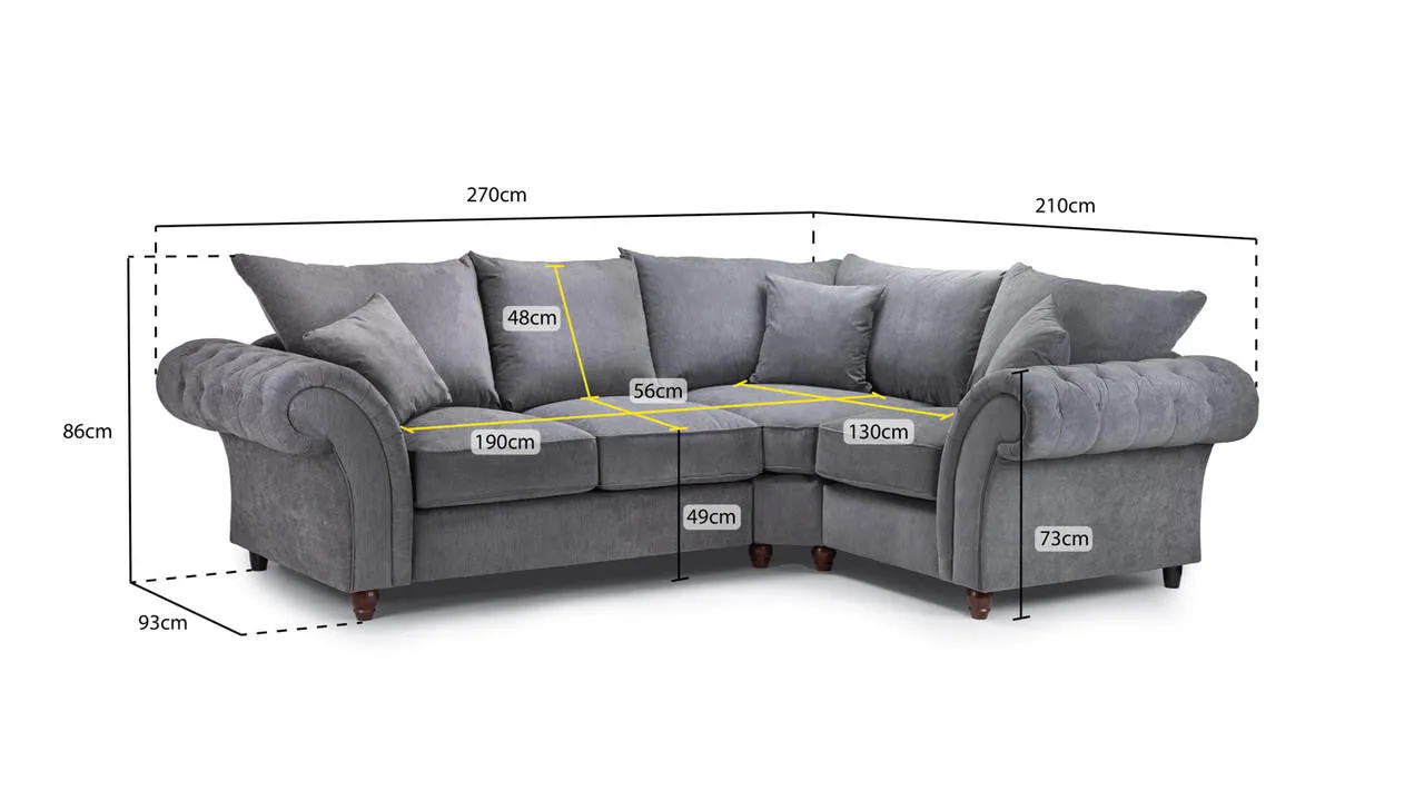 Richmond Fullback Sofa - Stone Right Hand Facing Corner - 270 x 210 CM