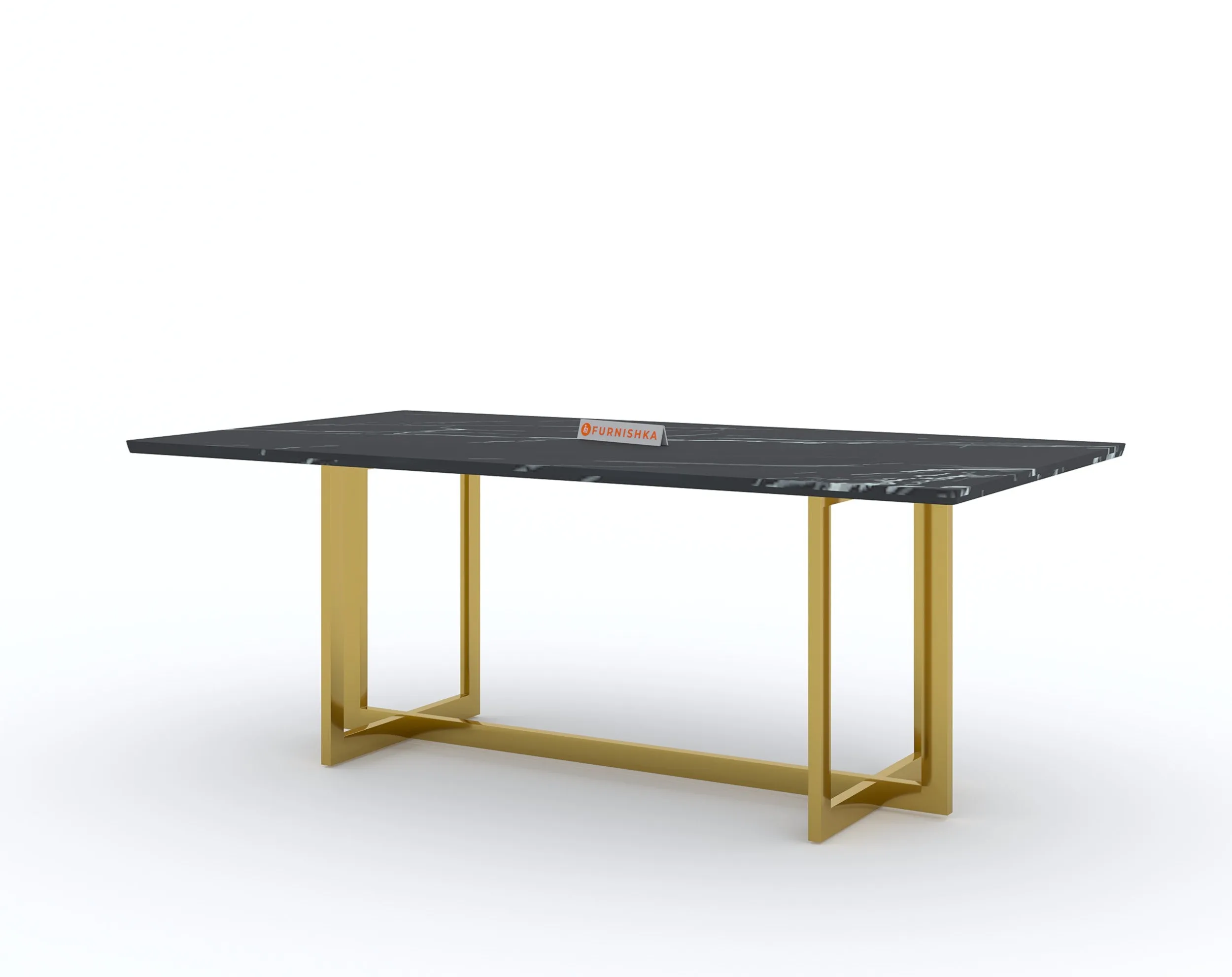 Rodano Dining Table with Black Engineered Marble Top - 6 Seater