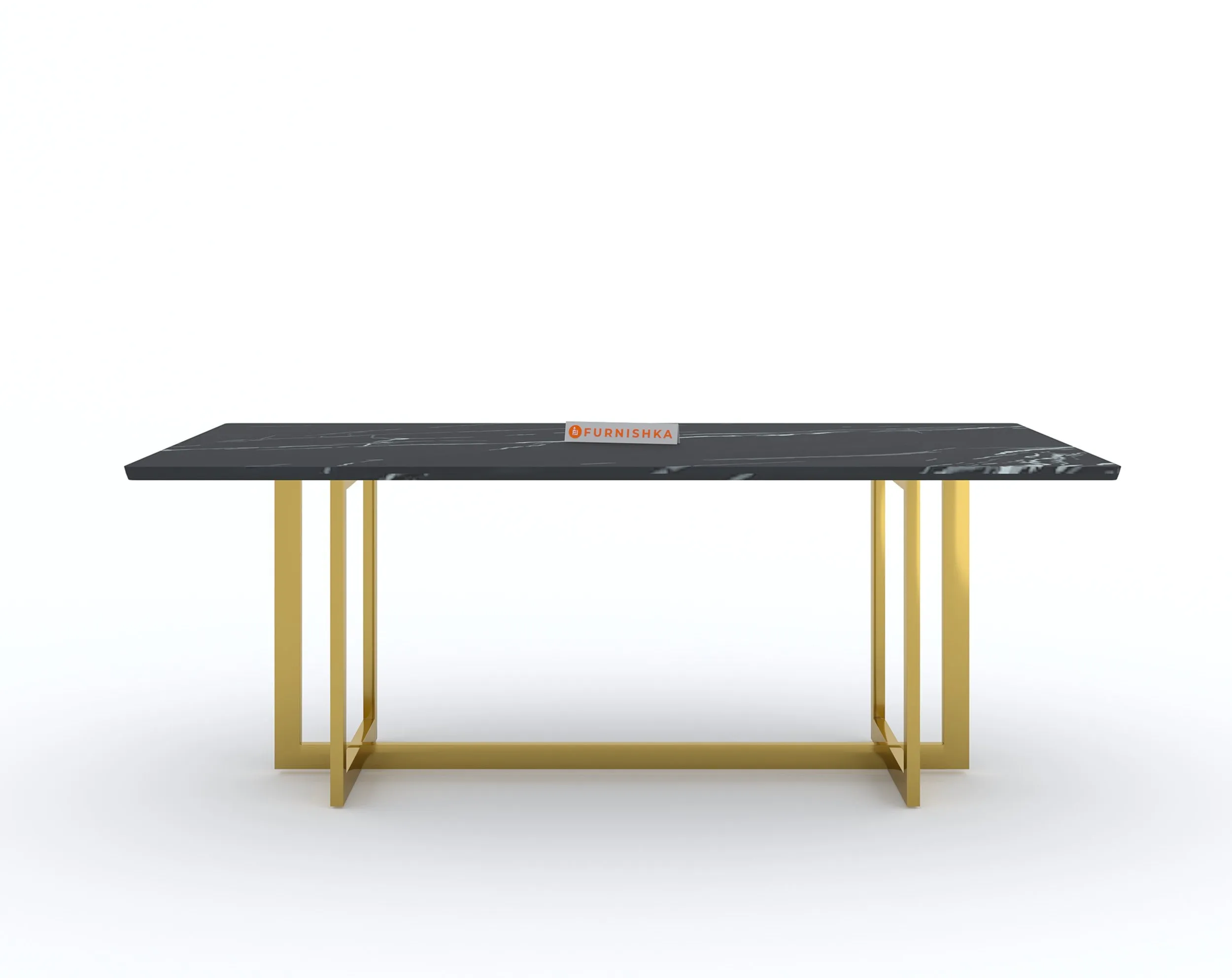 Rodano Dining Table with Black Engineered Marble Top - 6 Seater