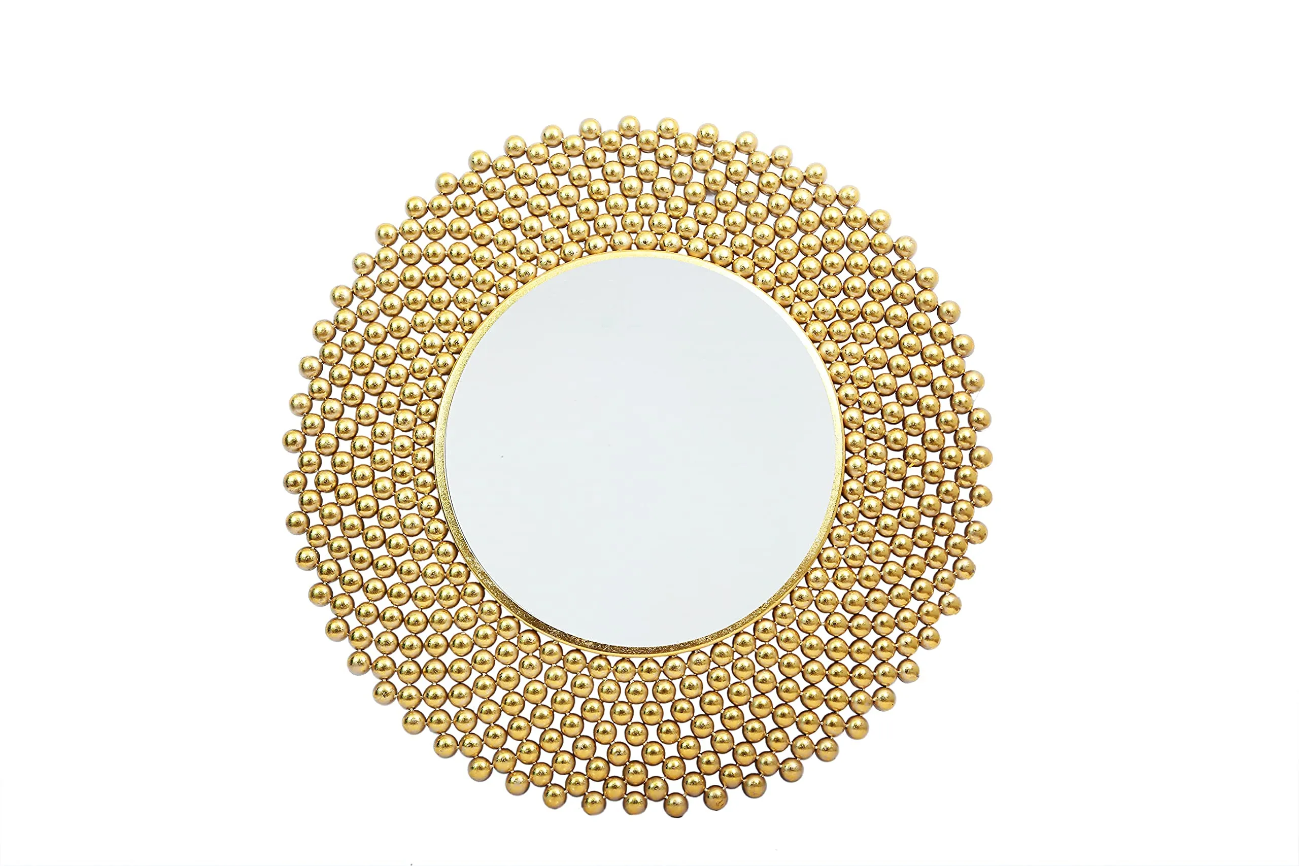 sairow Luxury Wonderful Metal Round Wall Mirror in Colour for Home Decoration- (Gold)