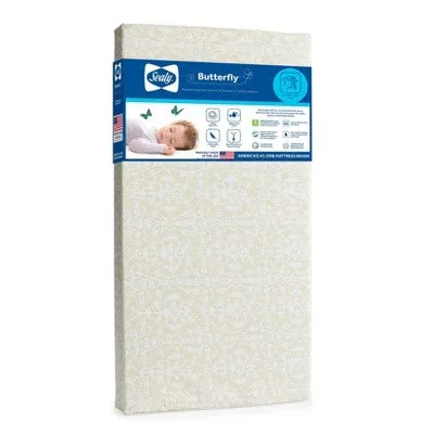 Sealy Butterfly Premium Firm Crib Mattress and Toddler Mattress