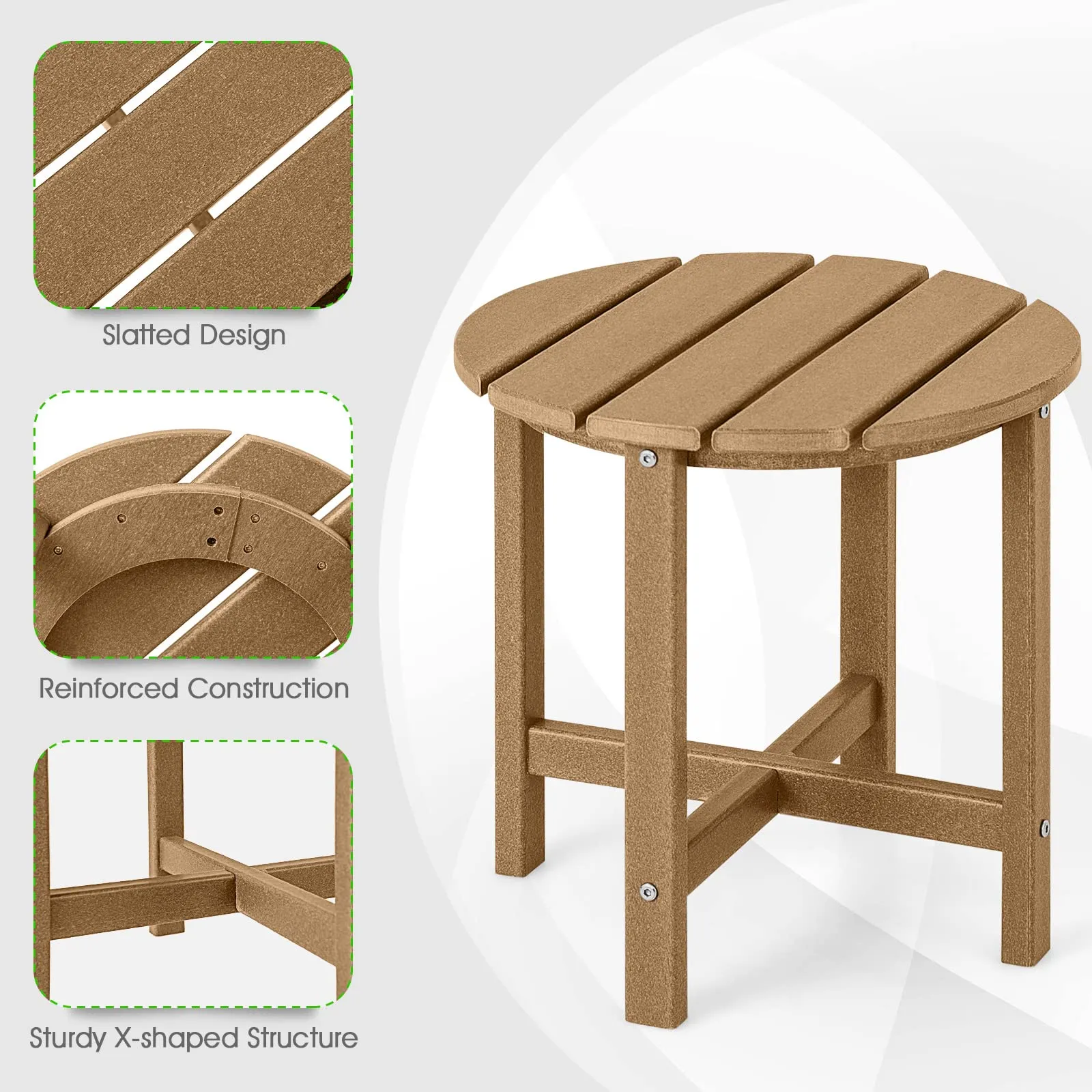 Tangkula Round Outdoor Side Table, 18 Inch Weather Resistant HDPE Adirondack Table