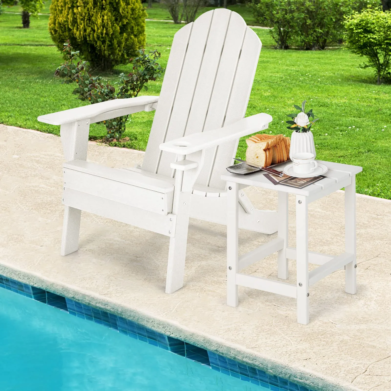 Tangkula Square Outdoor Side Table, Weather Resistant HDPE Adirondack Table