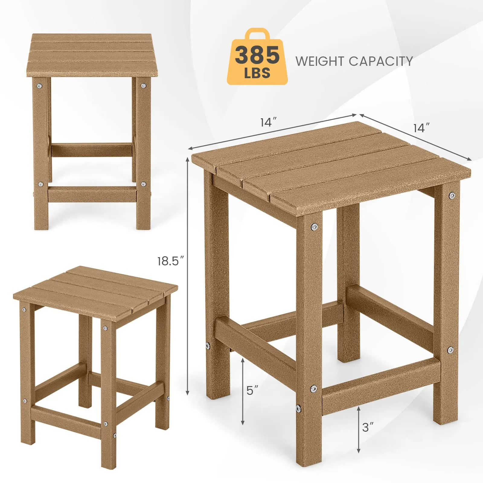 Tangkula Square Outdoor Side Table, Weather Resistant HDPE Adirondack Table