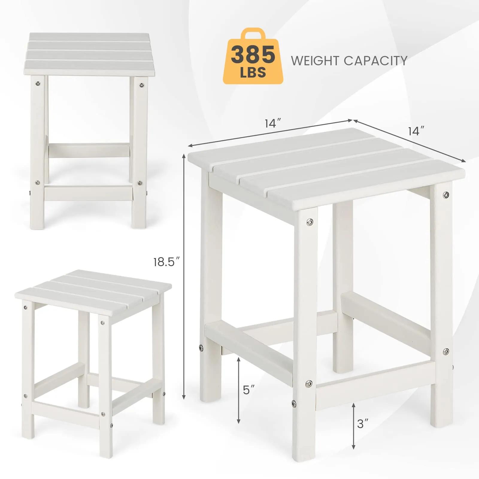 Tangkula Square Outdoor Side Table, Weather Resistant HDPE Adirondack Table