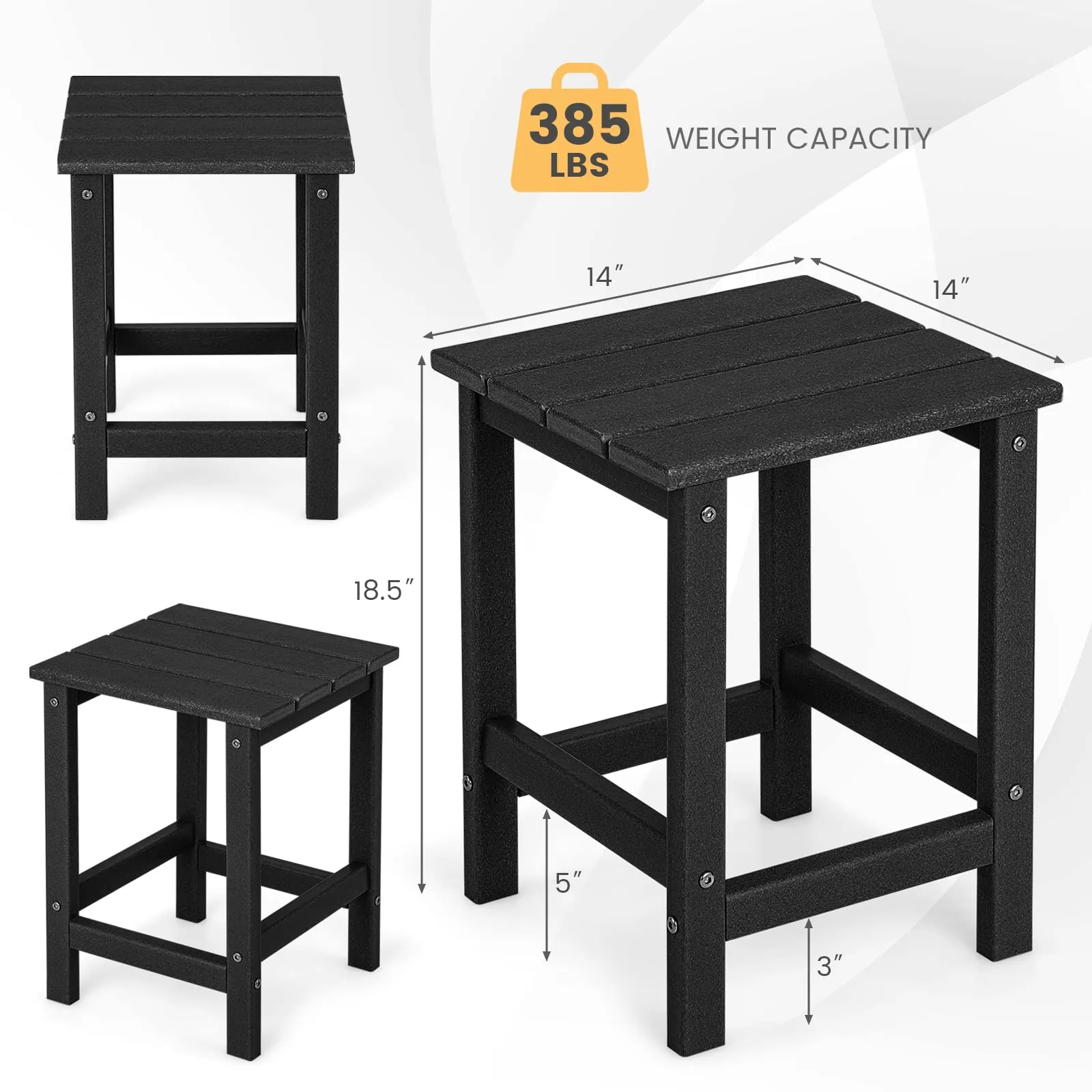 Tangkula Square Outdoor Side Table, Weather Resistant HDPE Adirondack Table