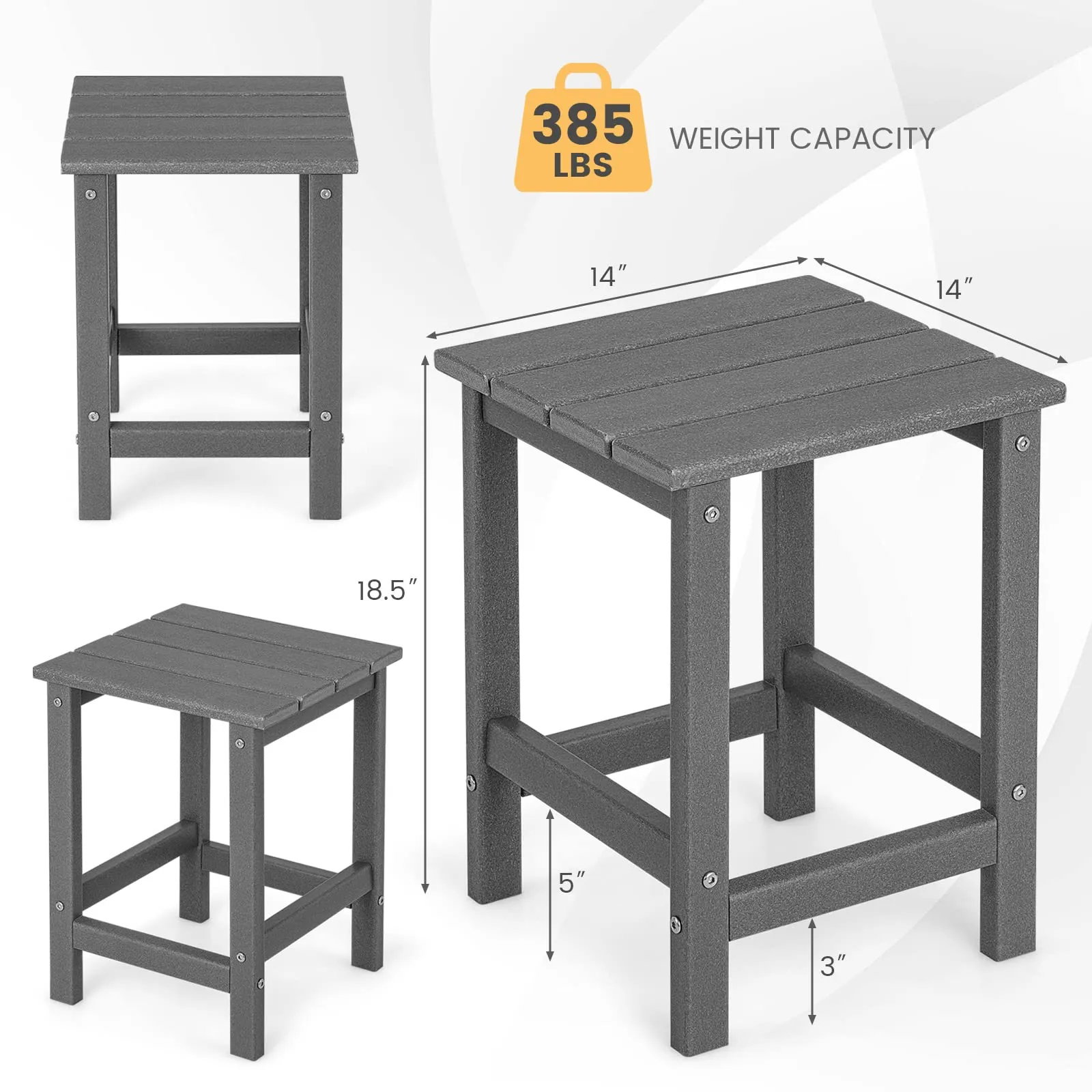 Tangkula Square Outdoor Side Table, Weather Resistant HDPE Adirondack Table