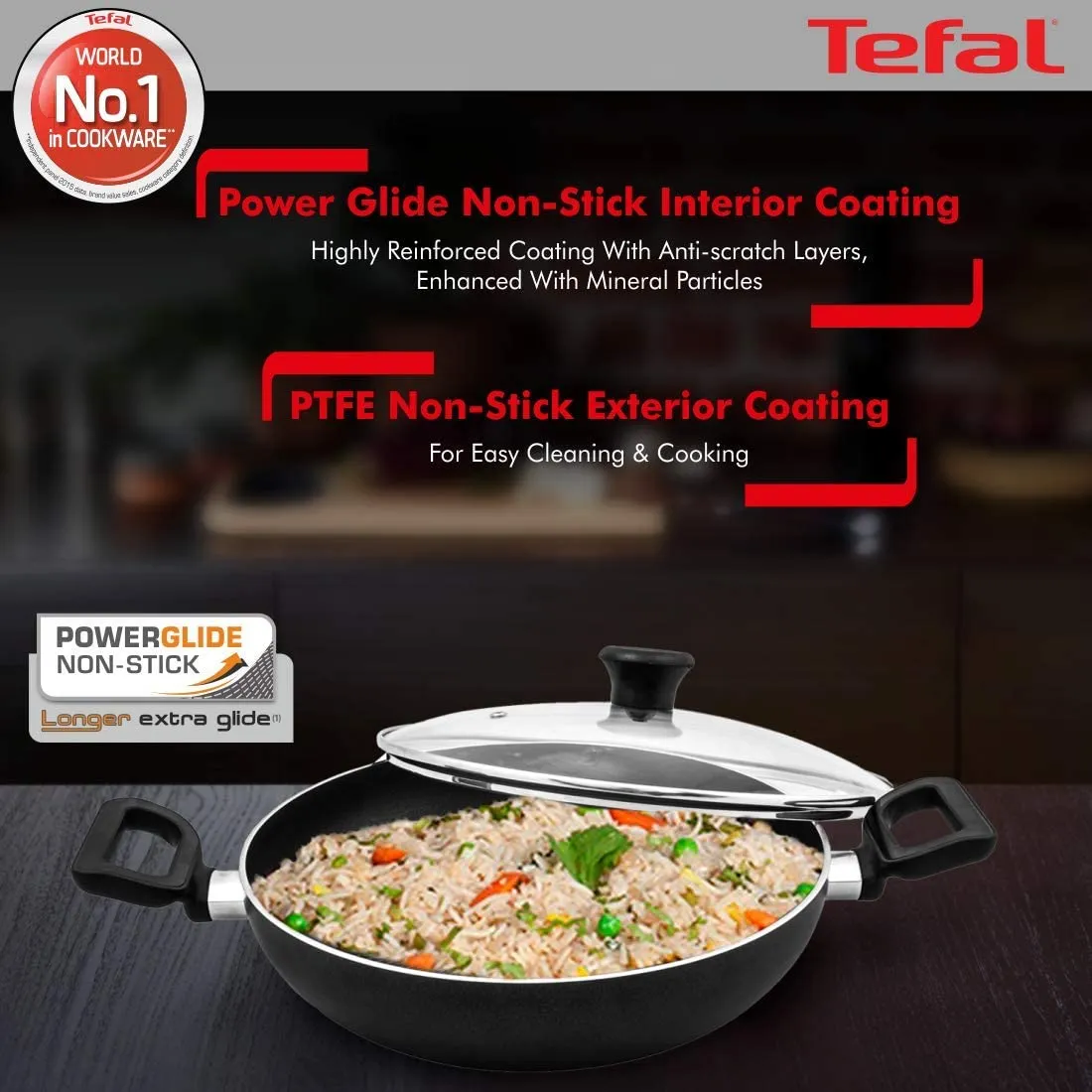 Tefal, Delicia Kadai Cooking Pot with Lid 28cm – B4689885