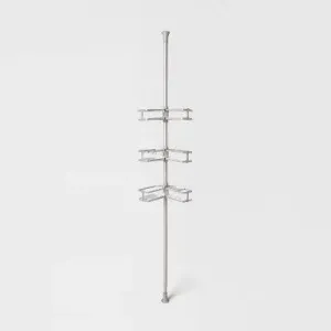 Threshold Tension Pole Aluminum Shower Caddy Bathroom Corner Shelf Organizer