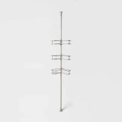 Threshold Tension Pole Aluminum Shower Caddy Bathroom Corner Shelf Organizer