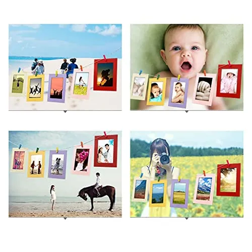 Toxen Paper Picture Frames Photo Frames for Back to School Decoration Clothespins Hanging Photo Display Frames for Home, School and Office Decor (PACK of 50)