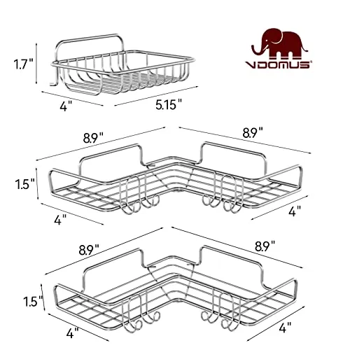 Vdomus Corner Shower Caddy Shelf No Drilling Bathroom Organizer 3 Pack