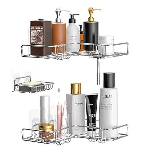 Vdomus Corner Shower Caddy Shelf No Drilling Bathroom Organizer 3 Pack