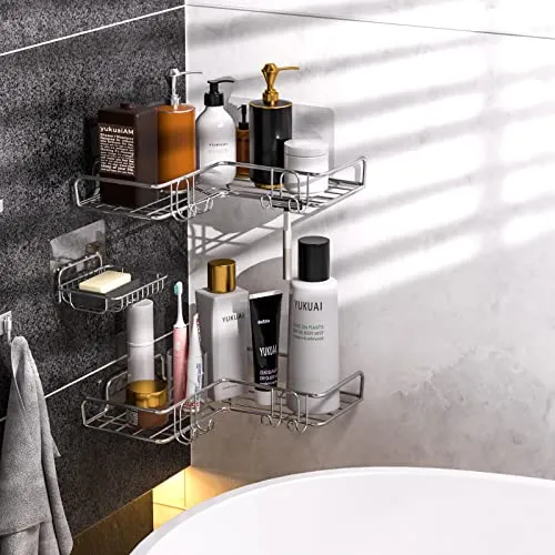 Vdomus Corner Shower Caddy Shelf No Drilling Bathroom Organizer 3 Pack